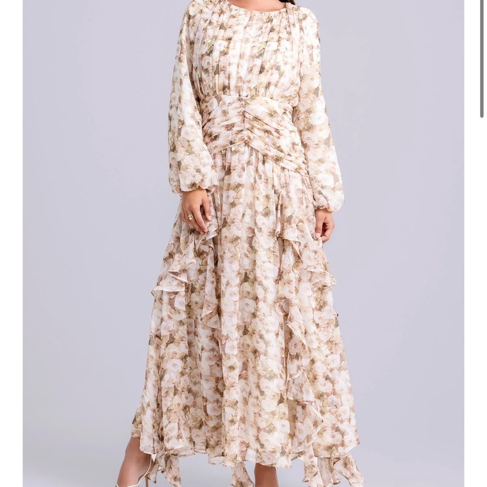 INAYA FLORAL RUFFLE MAXI DRESS zahra the label